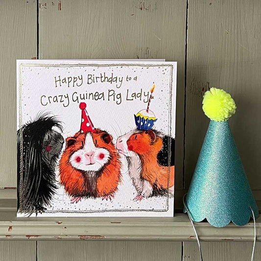 Crazy Guinea Pig Lady Birthday Greeting Card