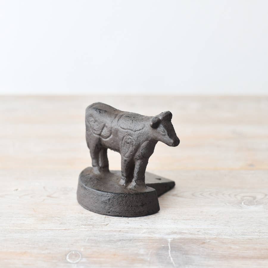 Cast Iron Cow Ornament Doorstop Wedge 10.3cm