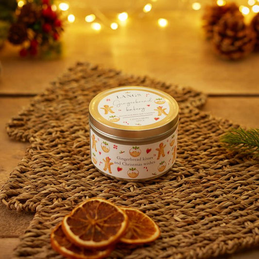 XMAS SOY CANDLE TIN GINGERBREAD BAKERY CINNAMON SPICE HAND POURED