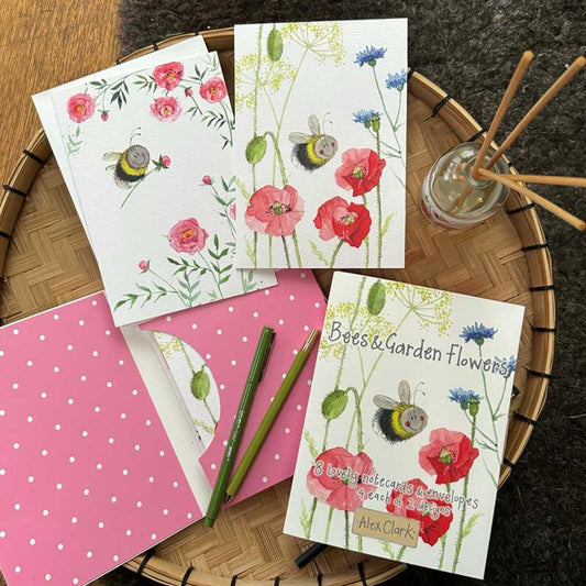 Bees and Garden Flowers Boxed Notecards