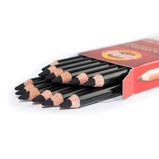 Koh-i-Noor Charcoal Pencils Soft/Dark Grade Box of 12 Black