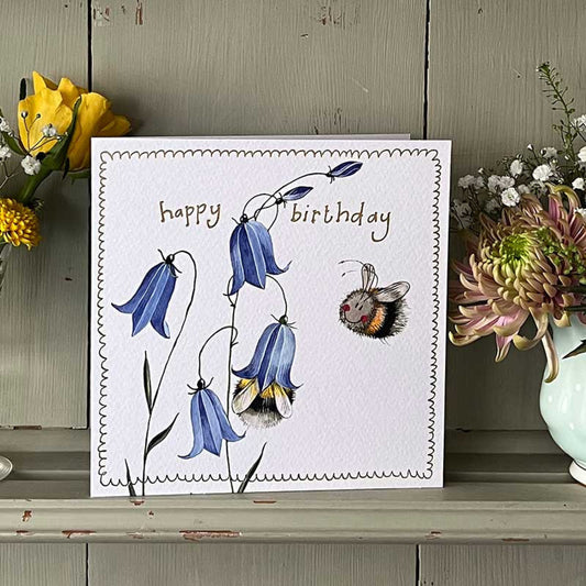 Birthday Card Bee and Harebells