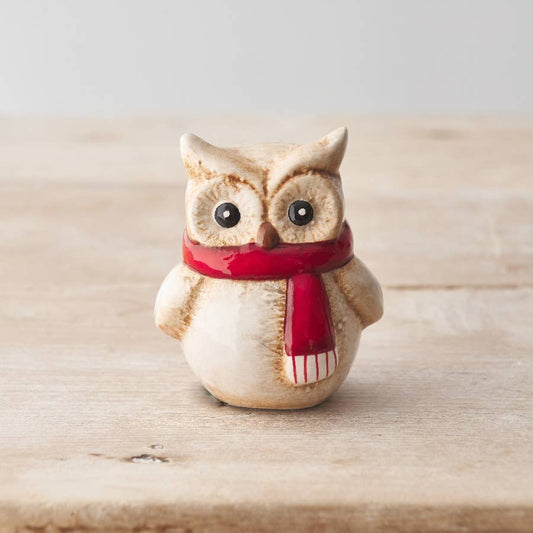 Rustic Owl Red Scarf, 9.5cm