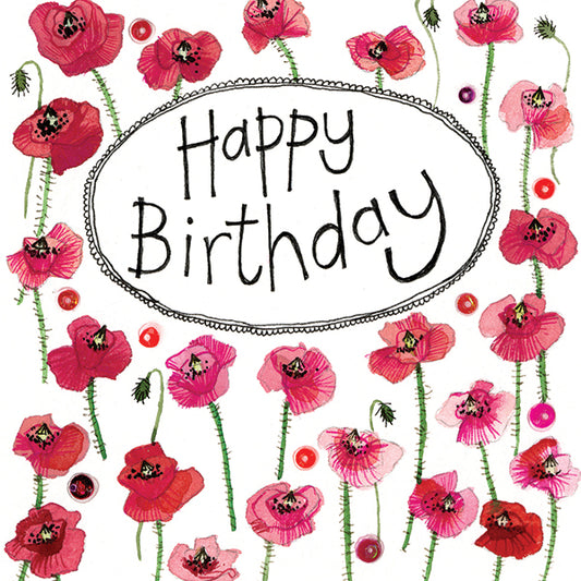 Birthday Poppies Greeting Card