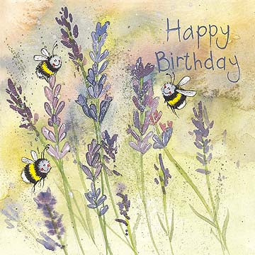 Lavender Bees Birthday Card