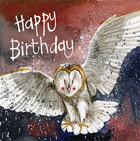 In Flight Owl Birthday Card