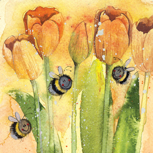 Bees and Tulips Card