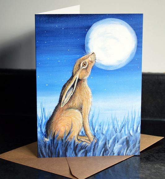 Moongazing Hare Greeting Card