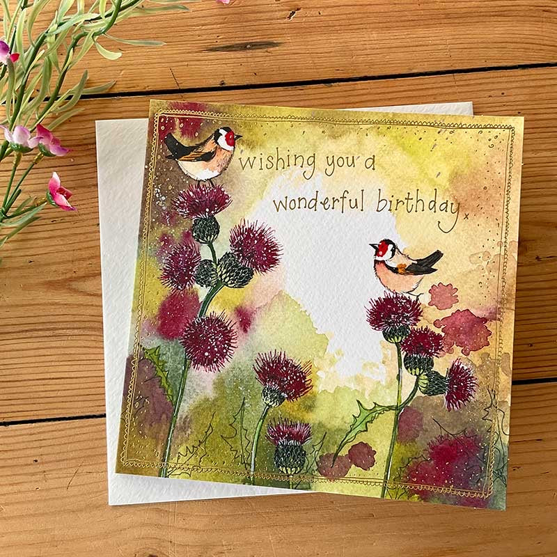 Goldfinches Birthday Greeting Card – Wild Art Gallery