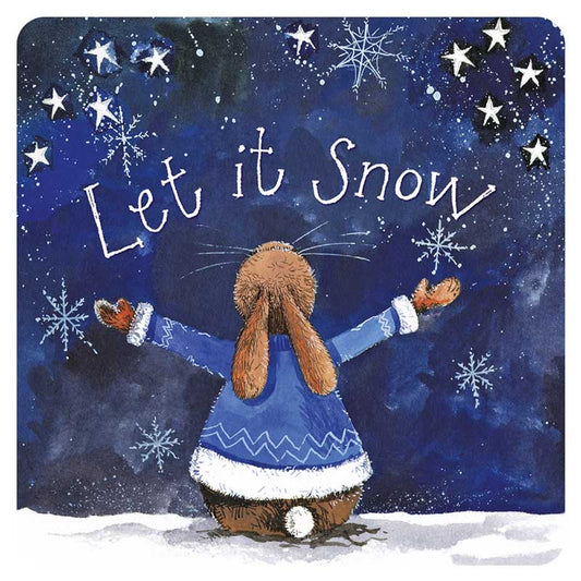 Let it Snow Rabbit Christmas Coaster