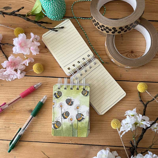 Bees and Daisies Small Spiral Bound Notepad