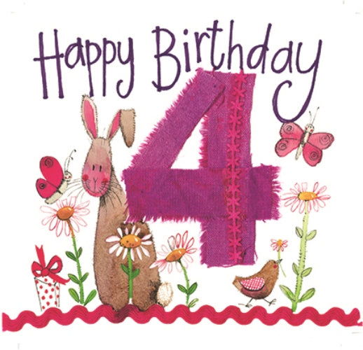 4 Birthday Greeting Card Girl